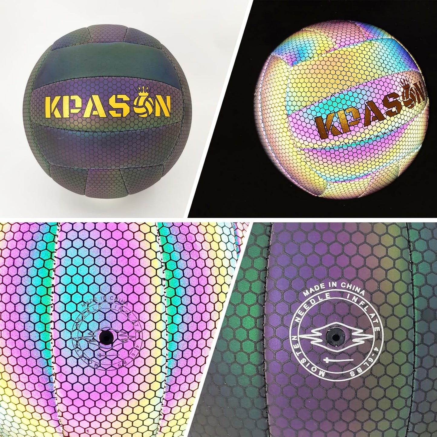 Volleyballs, Holographic Glowing Volleyball Official Size 5, Indoor Outdoor Beach Volleyball Ball for Men Women