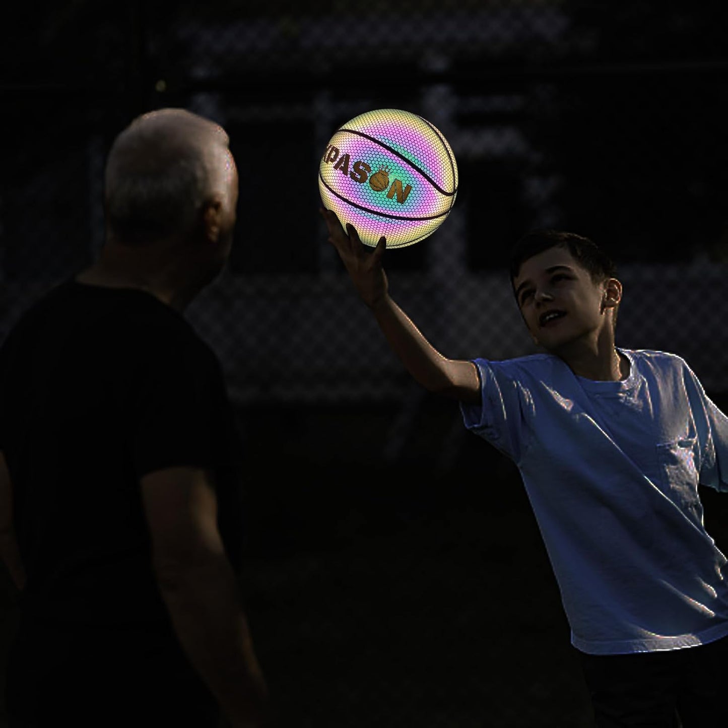 Holographic Basketball - Size 5 (27.5"), Size 6 (28.5"), Size 7 (29.5") Indoor/Outdoor Reflective Glowing Leather Basketball for Adults