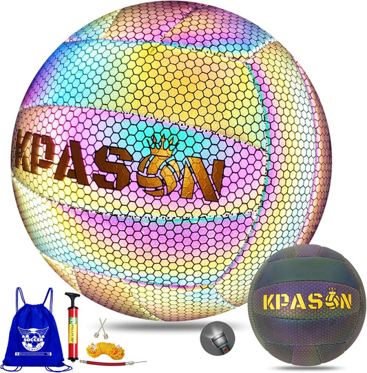 Volleyballs, Holographic Glowing Volleyball Official Size 5, Indoor Outdoor Beach Volleyball Ball for Men Women