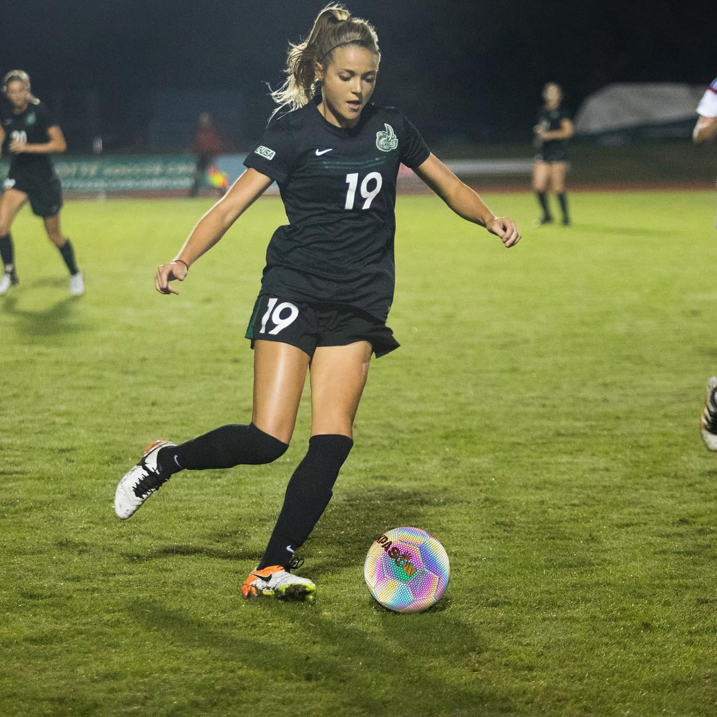 Soccer Ball, Holographic Reflective Glowing Soccer Ball for Men Women Training