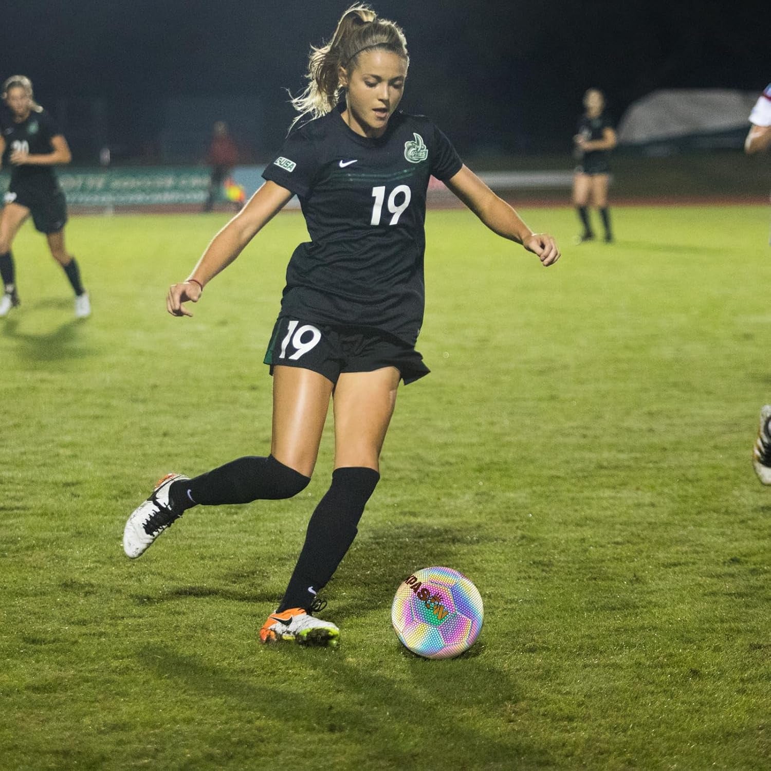 Soccer Ball, Holographic Reflective Glowing Soccer Ball for Men Women Training