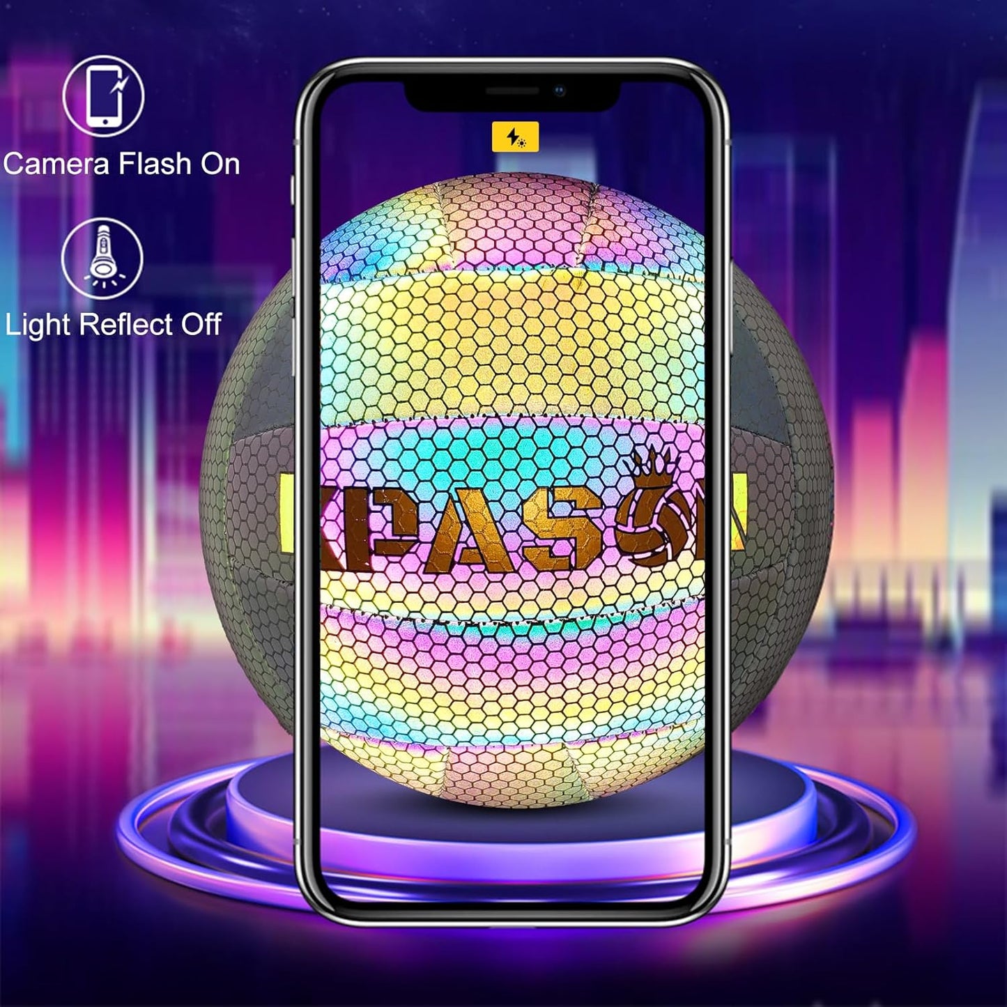 Volleyballs, Holographic Glowing Volleyball Official Size 5, Indoor Outdoor Beach Volleyball Ball for Men Women