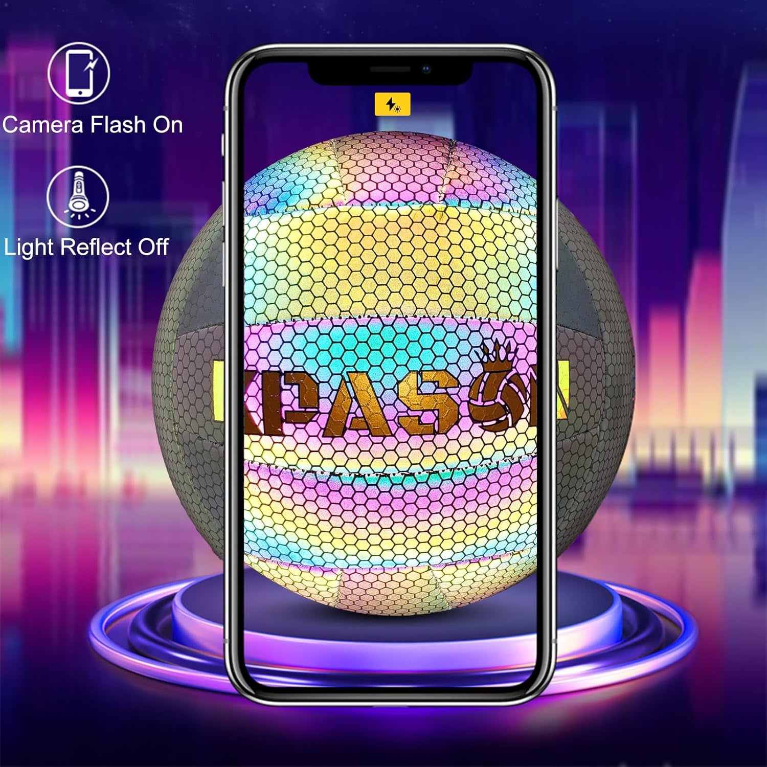 Volleyballs, Holographic Glowing Volleyball Official Size 5, Indoor Outdoor Beach Volleyball Ball for Men Women