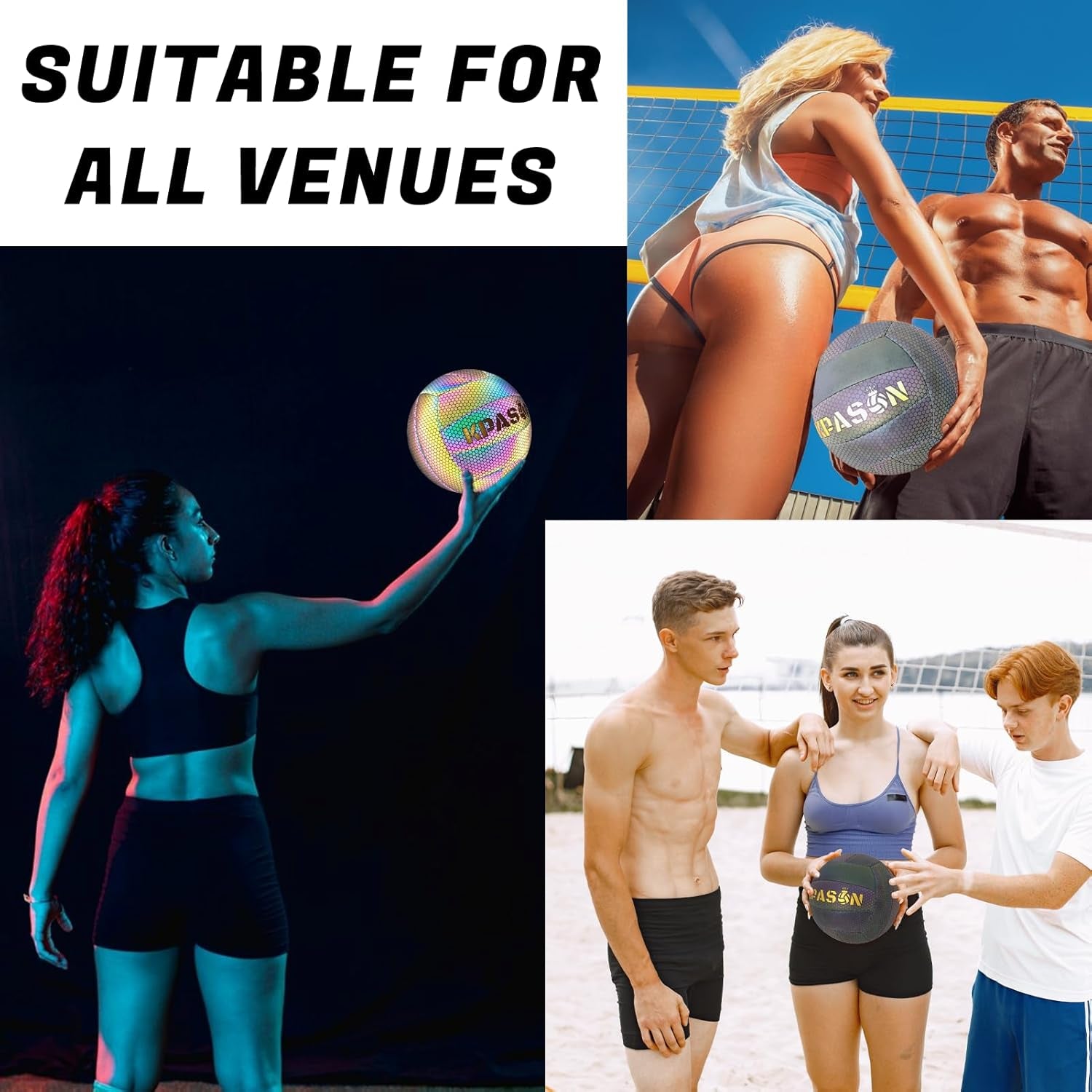 Volleyballs, Holographic Glowing Volleyball Official Size 5, Indoor Outdoor Beach Volleyball Ball for Men Women